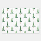 Feuille De Papier Cadeau Aquarelle moderne sapin de Noël (Devant)