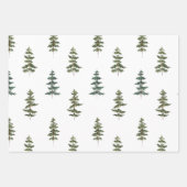 Feuille De Papier Cadeau Aquarelle moderne sapin vert de Noël (Devant 3)