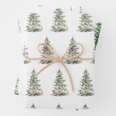 Feuille De Papier Cadeau Aquarelle moderne sapin vert de Noël (En situation)