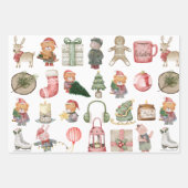 Feuille De Papier Cadeau Aquarelle moderne sapin vert de Noël (Devant 3)