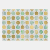 Feuille De Papier Cadeau Aquarelle moderne verte et dorée (Devant)