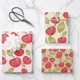 Feuille De Papier Cadeau Aquarelle Motif d'Apple