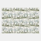 Feuille De Papier Cadeau Aquarelle Motif de pin sauvage (Devant 2)