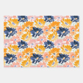 Feuille De Papier Cadeau Aquarelle Motif Floral Rétro (Devant 3)