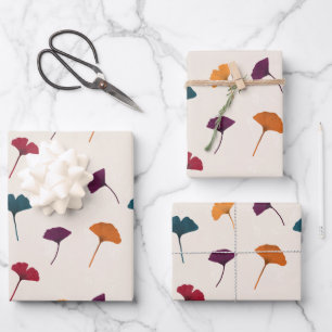 Feuille De Papier Cadeau Aquarelle Motif Ginkgo Leaf Automne Couleurs d'aut