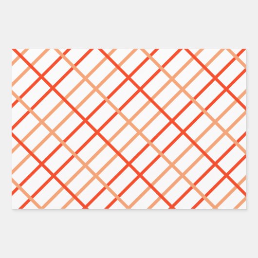 Feuille De Papier Cadeau Aquarelle Motif orange rouge en bande (Devant 3)