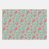 Feuille De Papier Cadeau Aquarelle Motif rose et verte (Devant)