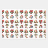 Feuille De Papier Cadeau Aquarelle Motifs de Noël (Devant)