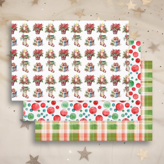 Feuille De Papier Cadeau Aquarelle Motifs de Noël