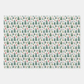 Feuille De Papier Cadeau Aquarelle Noël Arbres sur Blanc (Devant 3)