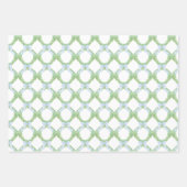 Feuille De Papier Cadeau Aquarelle Noël Blue Bow Garland (Devant 2)