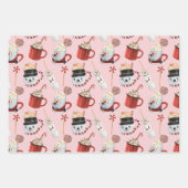 Feuille De Papier Cadeau Aquarelle Noël Chocolat de cacao chaud (Devant 3)