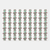 Feuille De Papier Cadeau Aquarelle Noël Plaid Bow Garland (Devant 2)