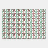 Feuille De Papier Cadeau Aquarelle Noël Plaid Bow Garland (Devant)