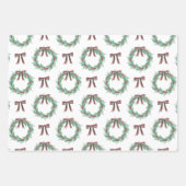 Feuille De Papier Cadeau Aquarelle Noël Plaid Bow Garland (Devant)