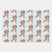 Feuille De Papier Cadeau Aquarelle Noël Plaid et Bows (Devant)