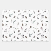 Feuille De Papier Cadeau Aquarelle noire d'hiver moderne (Devant)