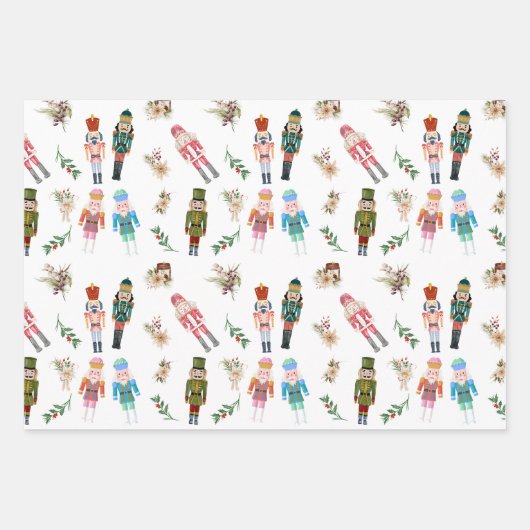 Feuille De Papier Cadeau Aquarelle Noisettes de Noël Collage (Devant)