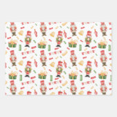 Feuille De Papier Cadeau Aquarelle Noisettes de Noël et Décorations (Devant 3)