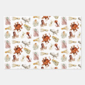 Feuille De Papier Cadeau Aquarelle Octopus Cephalopod Océan Animaux (Devant 3)