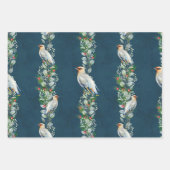 Feuille De Papier Cadeau Aquarelle Oiseau et design lanterne Noël (Devant 3)