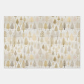 Feuille De Papier Cadeau Aquarelle or Arbres de Noël (Devant 2)