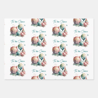 Feuille De Papier Cadeau Aquarelle Ornements Noël