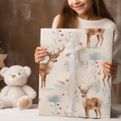 Feuille De Papier Cadeau Aquarelle Pastel Deer Noël hiver
