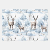 Feuille De Papier Cadeau Aquarelle Pastel Deer Sage Vert hiver (Devant)