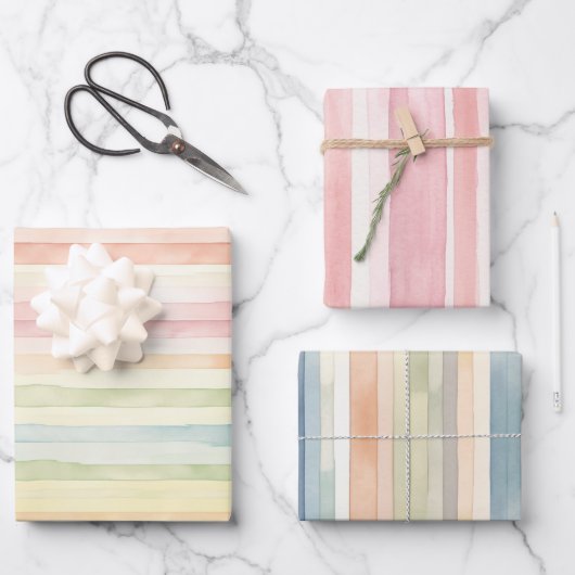 Feuille De Papier Cadeau Aquarelle Pastel Rainbow (Recto)