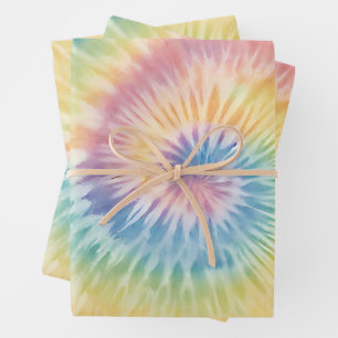Feuille De Papier Cadeau Aquarelle Pastel Rainbow Tie Dye