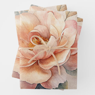 Feuille De Papier Cadeau Aquarelle Pastel Vintage florale délicate