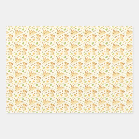 Feuille De Papier Cadeau Aquarelle Peint Lapin de Pâques OEufs de Pâques (Devant 2)