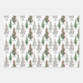 Feuille De Papier Cadeau Aquarelle Peinte Sparse Noël Arbres (Devant 3)