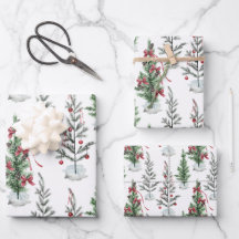 Aquarelle Peinte Sparse Noël Arbres