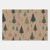 Feuille De Papier Cadeau Aquarelle Pine Arbre Sage Vert Noël (Devant 2)