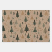 Feuille De Papier Cadeau Aquarelle Pine Arbre Sage Vert Noël (Devant)