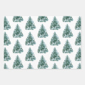 Feuille De Papier Cadeau Aquarelle Pine verte moderne arbre de Noël (Devant 2)