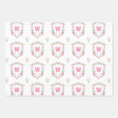 Feuille De Papier Cadeau Aquarelle Pink & Green Golf Panier Monogram Crest (Devant 2)