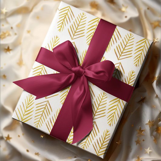 Feuille De Papier Cadeau Aquarelle Pins - jaune