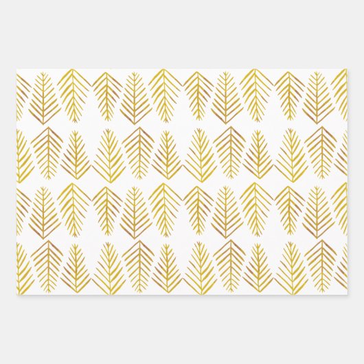 Feuille De Papier Cadeau Aquarelle Pins - jaune (Devant)