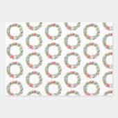 Feuille De Papier Cadeau Aquarelle Poinsettia Gravures de Noël (Devant)