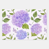 Feuille De Papier Cadeau Aquarelle Purple Hydrangea Fleurs (Devant)