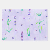 Feuille De Papier Cadeau Aquarelle Purple Lavender Fleurs (Devant 3)