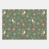 Feuille De Papier Cadeau Aquarelle Reindee Forêt de Noël Nature (Devant 2)