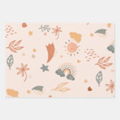 Feuille De Papier Cadeau Aquarelle Retro Boho Arc-en-ciel neutre (Devant 3)