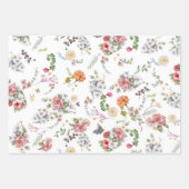 Feuille De Papier Cadeau Aquarelle romantique Florale Rose (Devant 3)