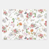 Feuille De Papier Cadeau Aquarelle romantique Florale Rose (Devant 2)