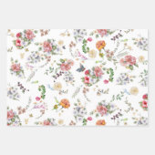Feuille De Papier Cadeau Aquarelle romantique Florale Rose (Devant)