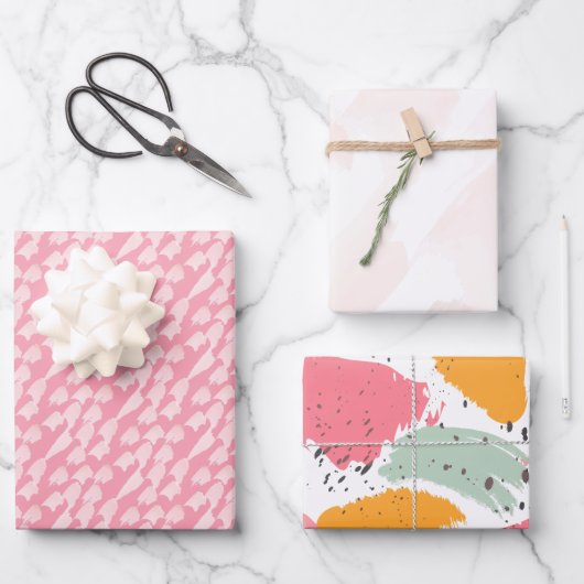 Feuille De Papier Cadeau Aquarelle rose Abstraite (Recto)